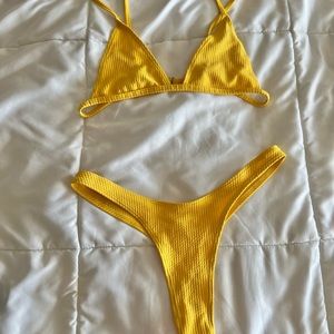 Yellow high leg bikini
